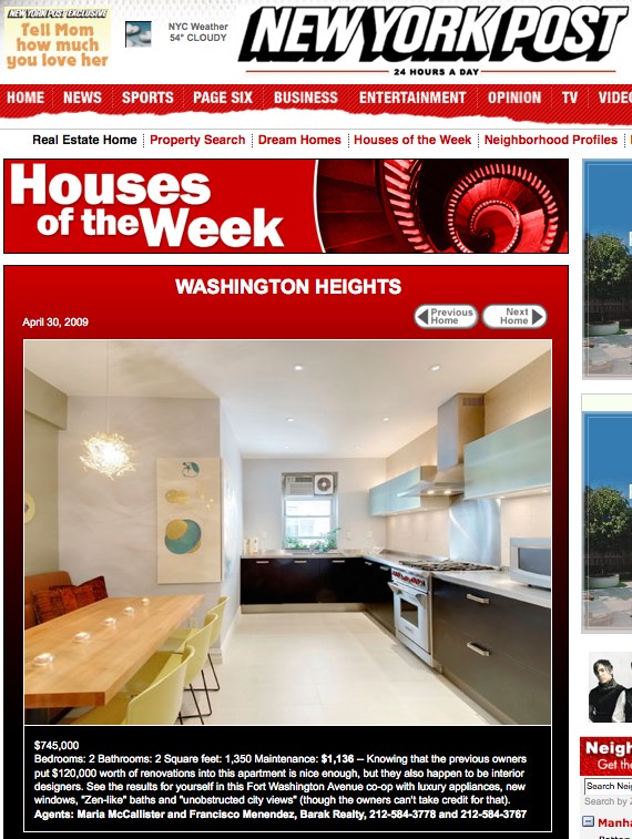 720 Fort Washington Ave. 3V - NY Post's House Of The Week