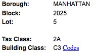 Department of Finance's classification of 259 W 139 Department of Finance's classification of 259 W 139