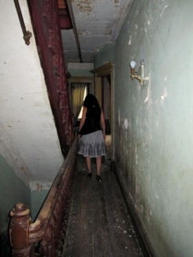 Run down hallway in old Harlem townhouse wreck Run down hallway in old Harlem townhouse wreck