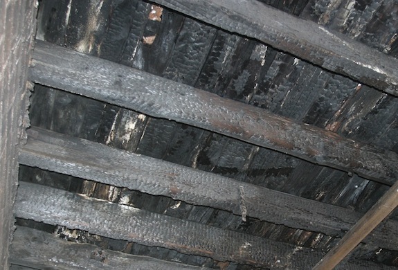 Charred roof joists Charred roof joists