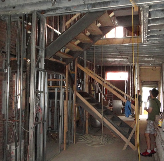 Parlor stairs looking towards kitchen