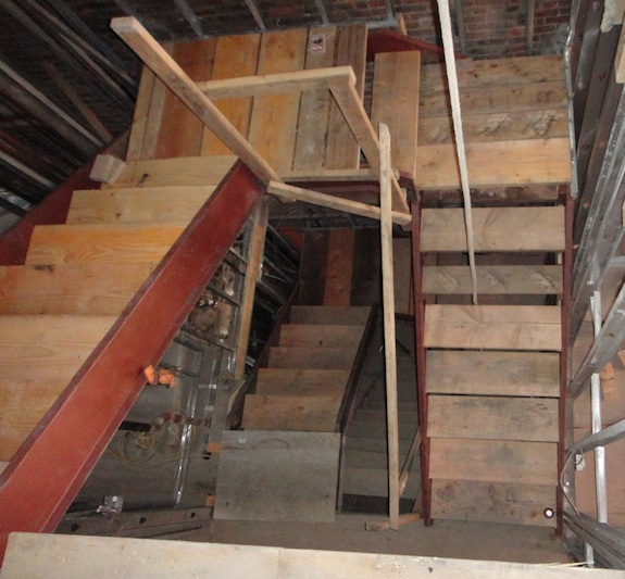 steel & wood stairs from above steel & wood stairs from above