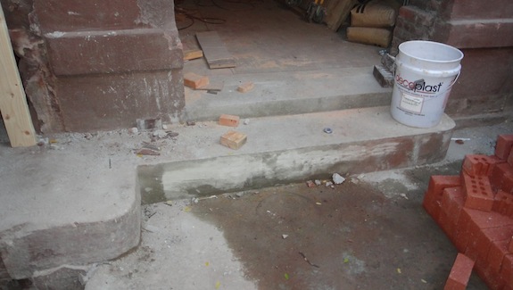 the step into the basement apartment