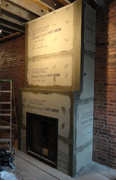 fireplace surround with Durock