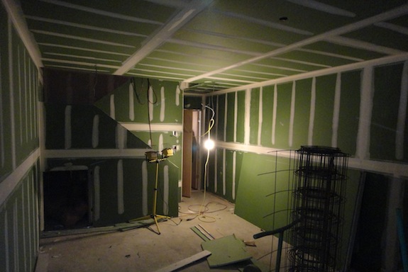 green board in cellar green board in cellar