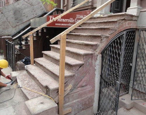 Roughing up the brownstone on a stoop Roughing up the brownstone on a stoop
